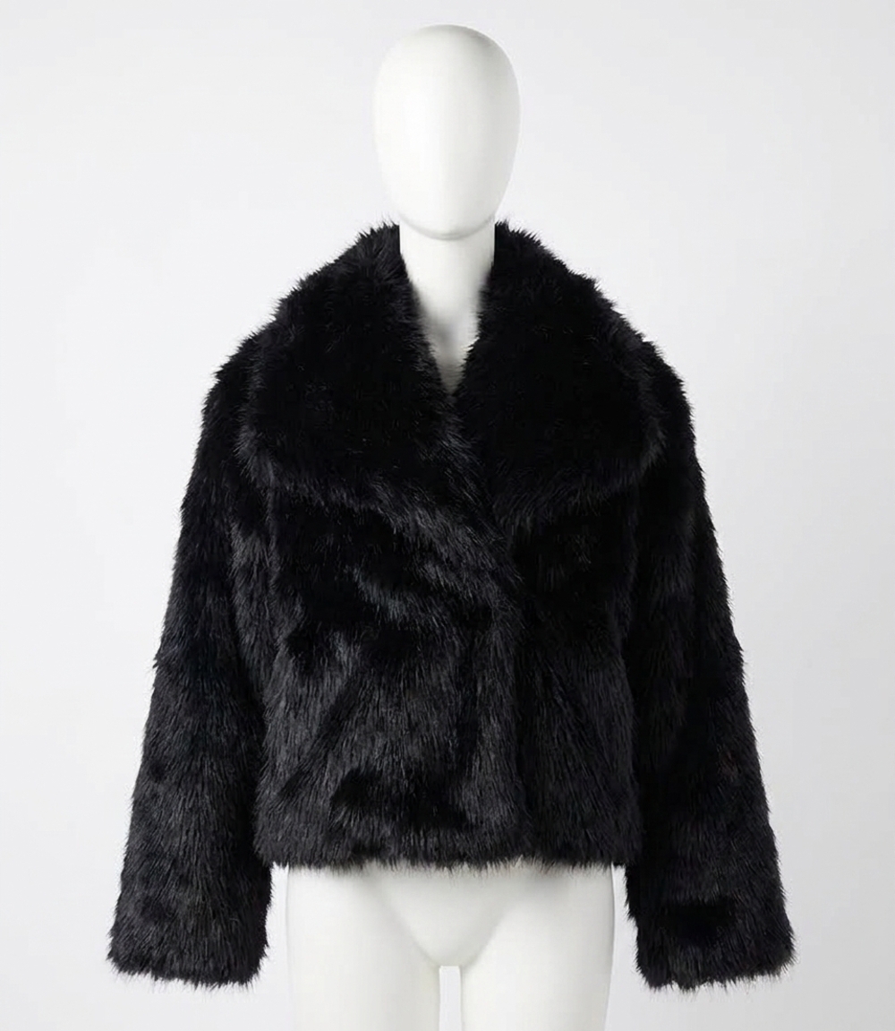 NEW KAREN KANE flanna faux fur coat in black